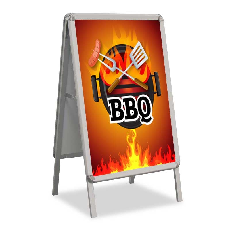 BBQ Restaurant A-Frame Sidewalk sign In Brown