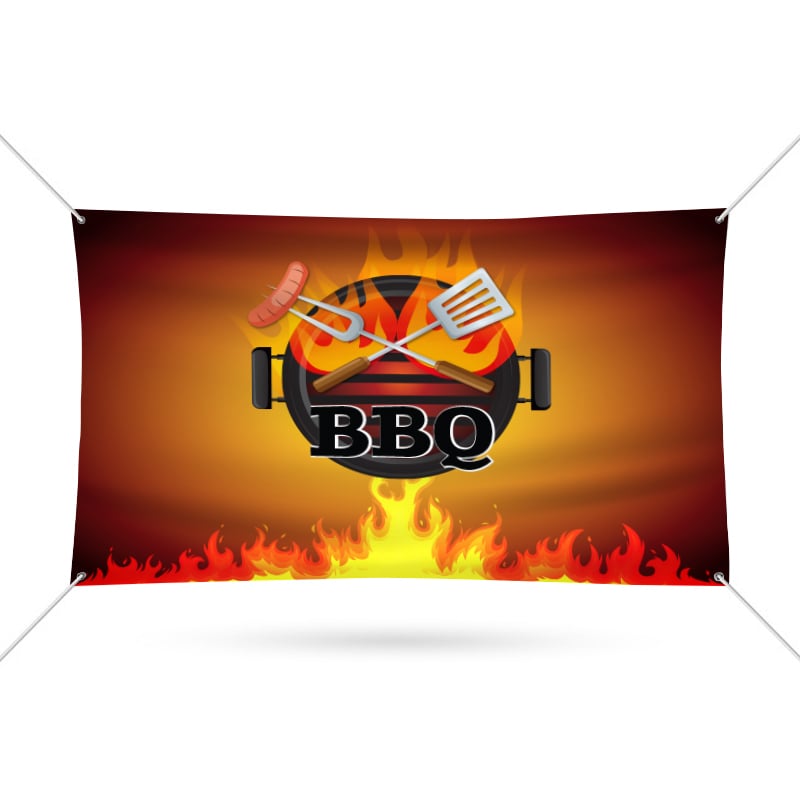 BBQ Restaurant Vinyl Banner In Brown