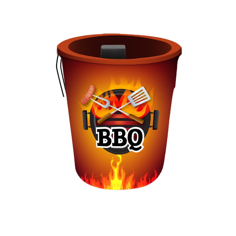 BBQ Print Fab-Can Restaurant Can In Brown