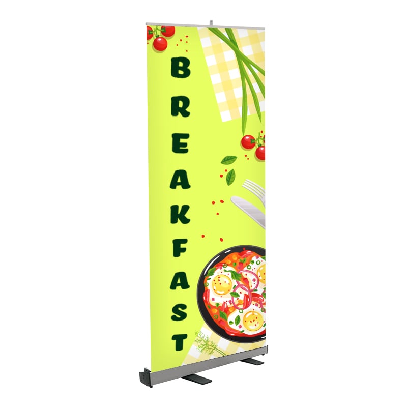 Breakfast Print Roll Up Banner 33 x 80 Inches