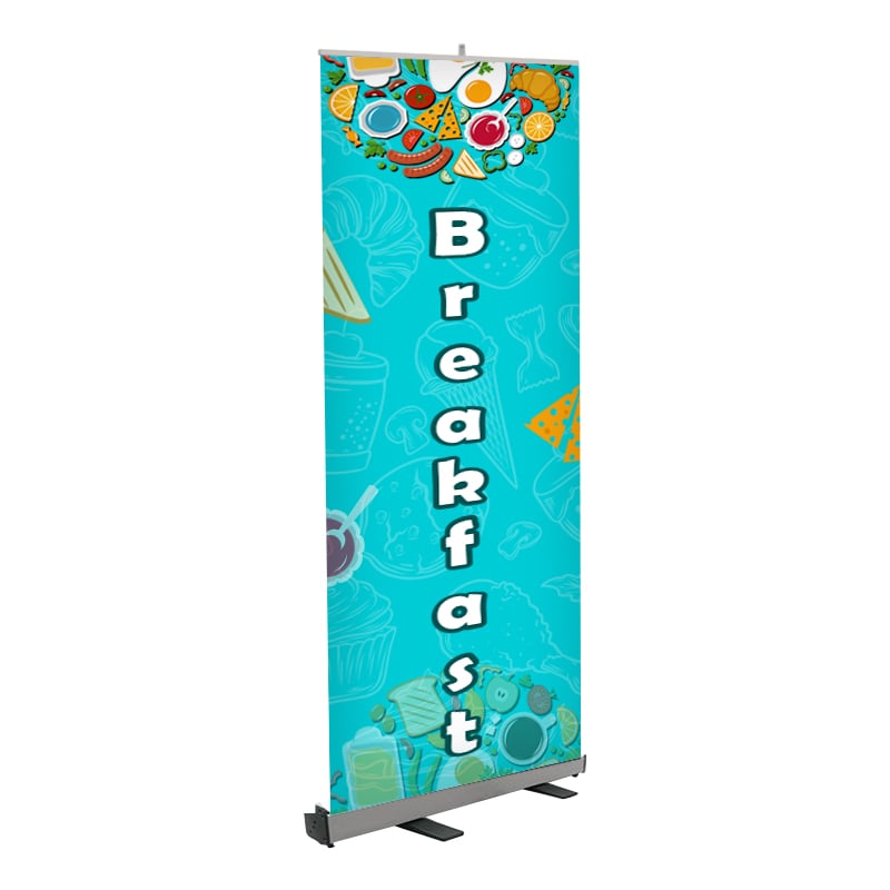 Breakfast print A-Frame Sidewalk Sign in Blue 33 x  80 Inches