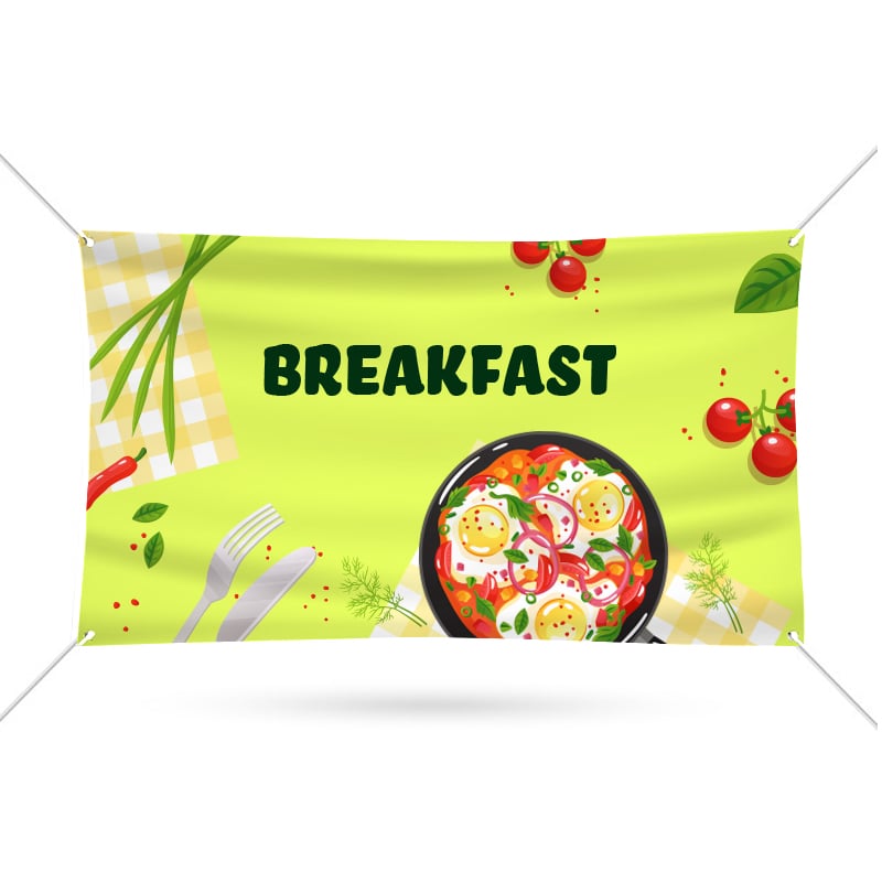 Breakfast Print Vinyl Banner in Green