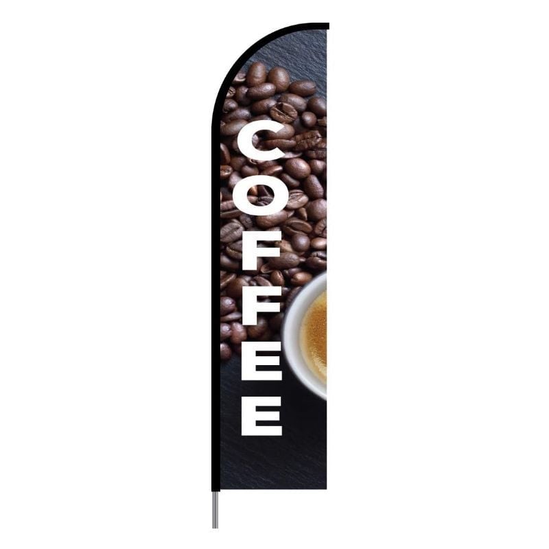 Coffee Print Feather Flag