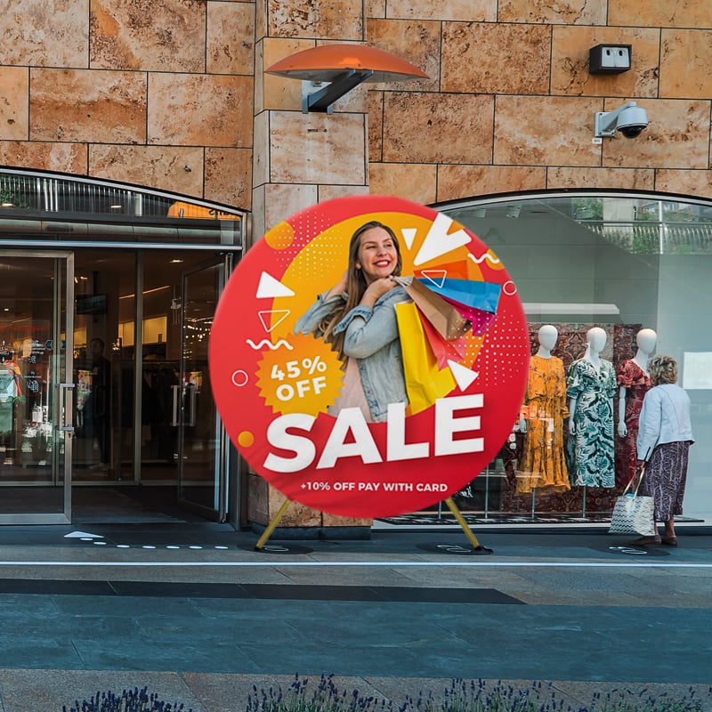 Coin Display - Circle Banner Stand Outdoor