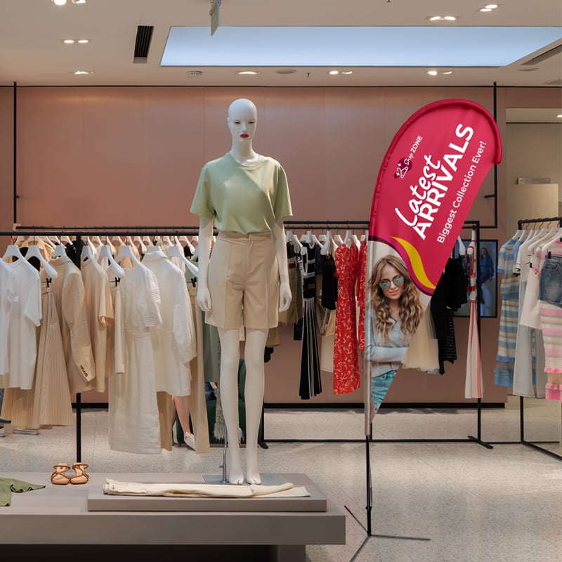 Compact Teardrop Advertising Flag For Stores