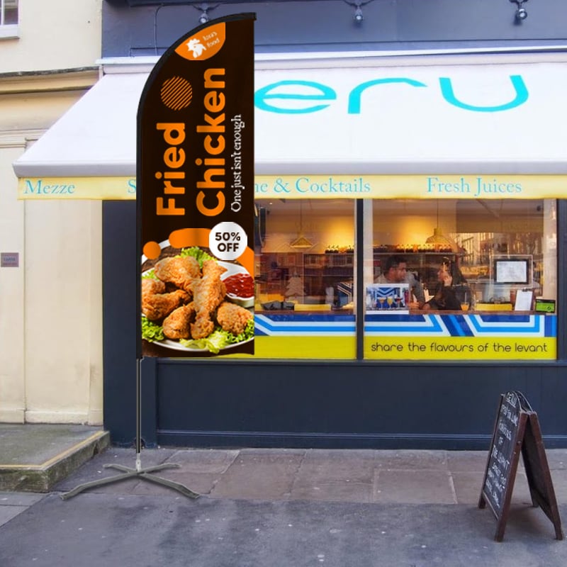 Custom Printed Restaurant Feather Flag 11 feet
