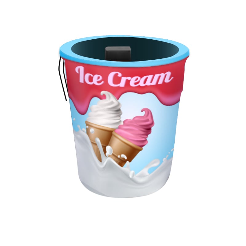 Ice Cream Print Restaurant Trash Can in Multicolored