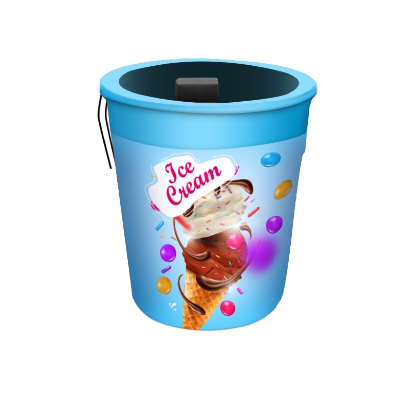 Ice Cream Print Restaurant Trash Can In Blue