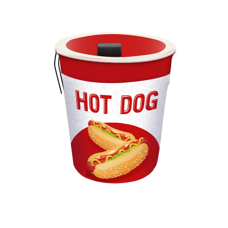 White Hot Dog Print Trash Can