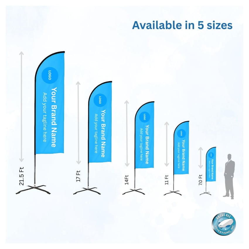 Different Sizes for the Flex Banner™ from Above All Advertising, with custom messages, fonts and thems on it
