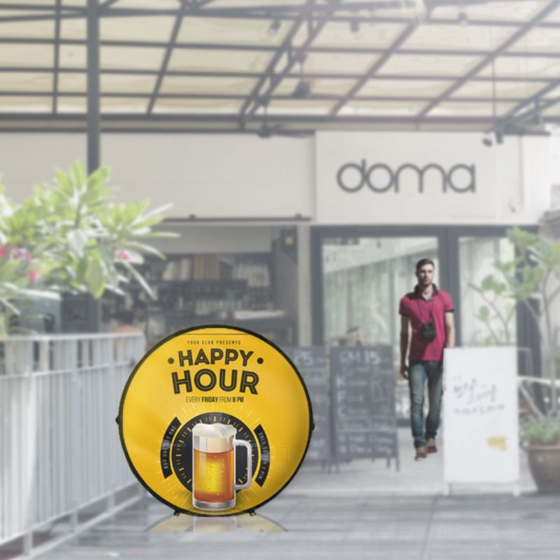 Outdoor Circle Pop Up A-Frame Banner Sign