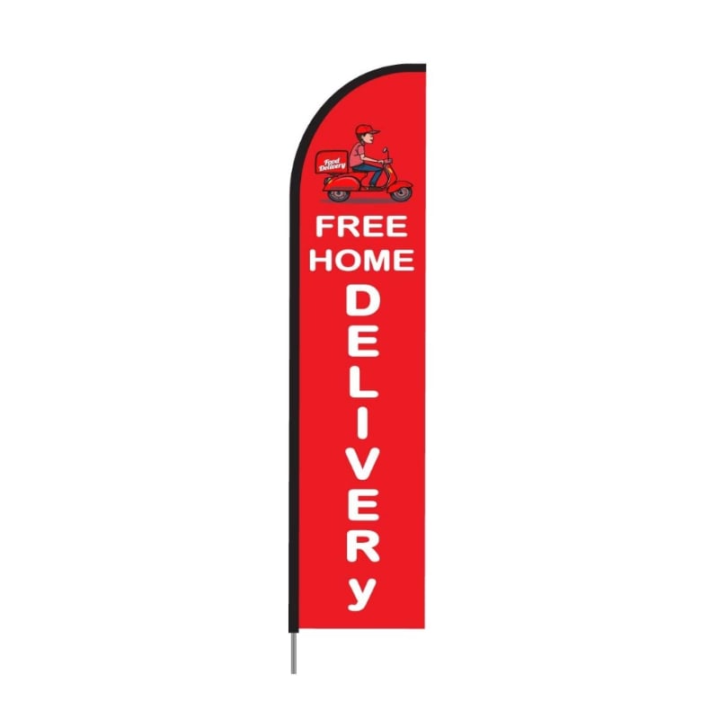 Free Home Delivery Print Feather Flag in Red Color