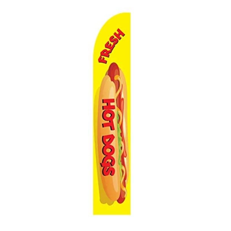 Fresh Hot Dog Feather Banner Flag In Yellow Color