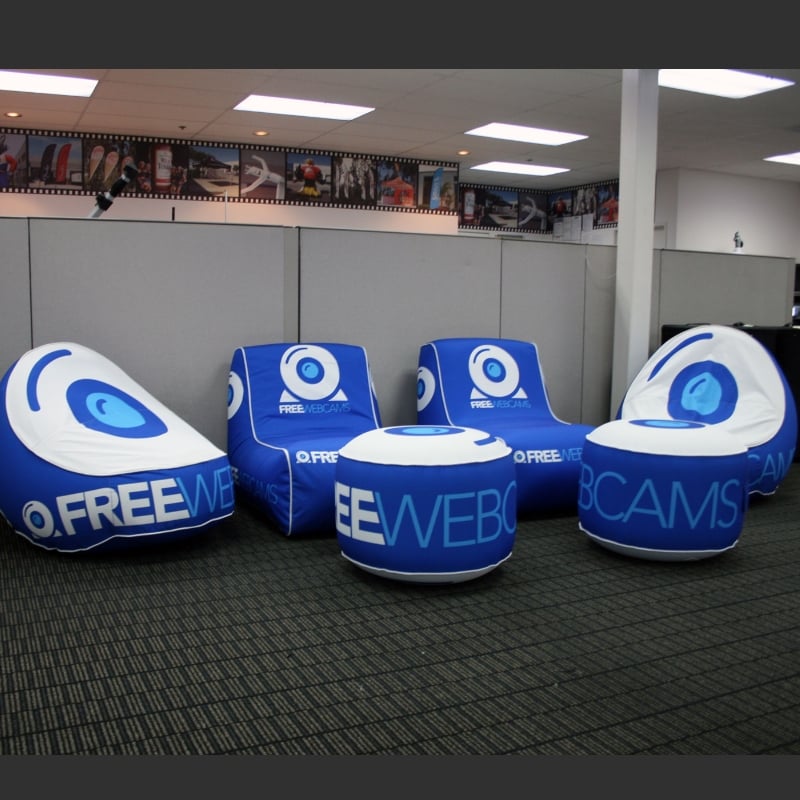 Design-Air™ Custom Inflatable Ottoman – Blow Up Footstool with Printed Slipcover 