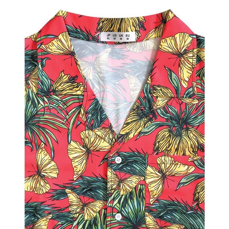 Custom Printed Hawaiian Half-Sleeve Shirt Collar