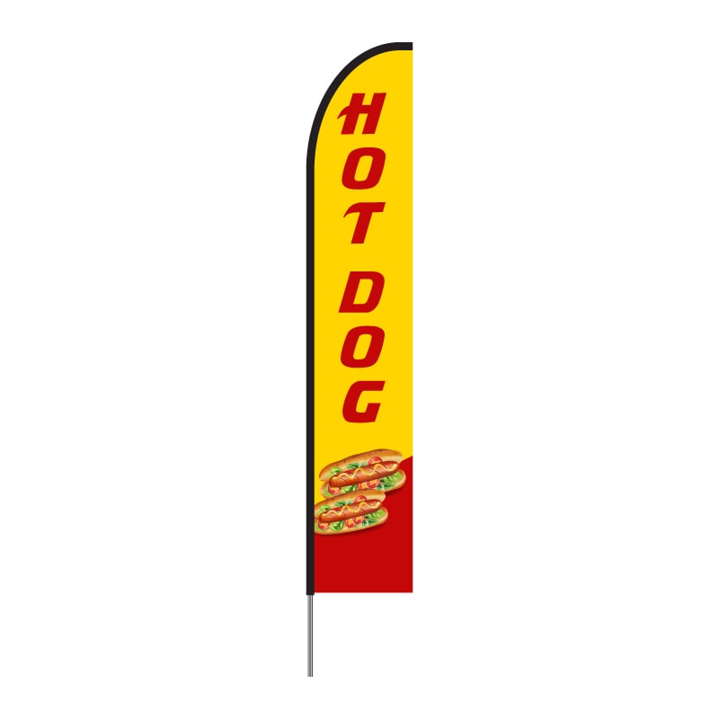 Yellow Hot Dog Print Feather Banner Flag