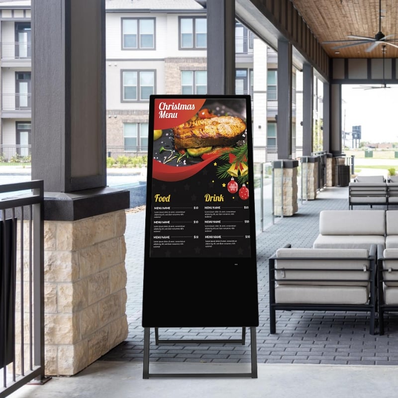 Digital Signage A-frame Portable Screen 43 Inch Restaurant Advertising