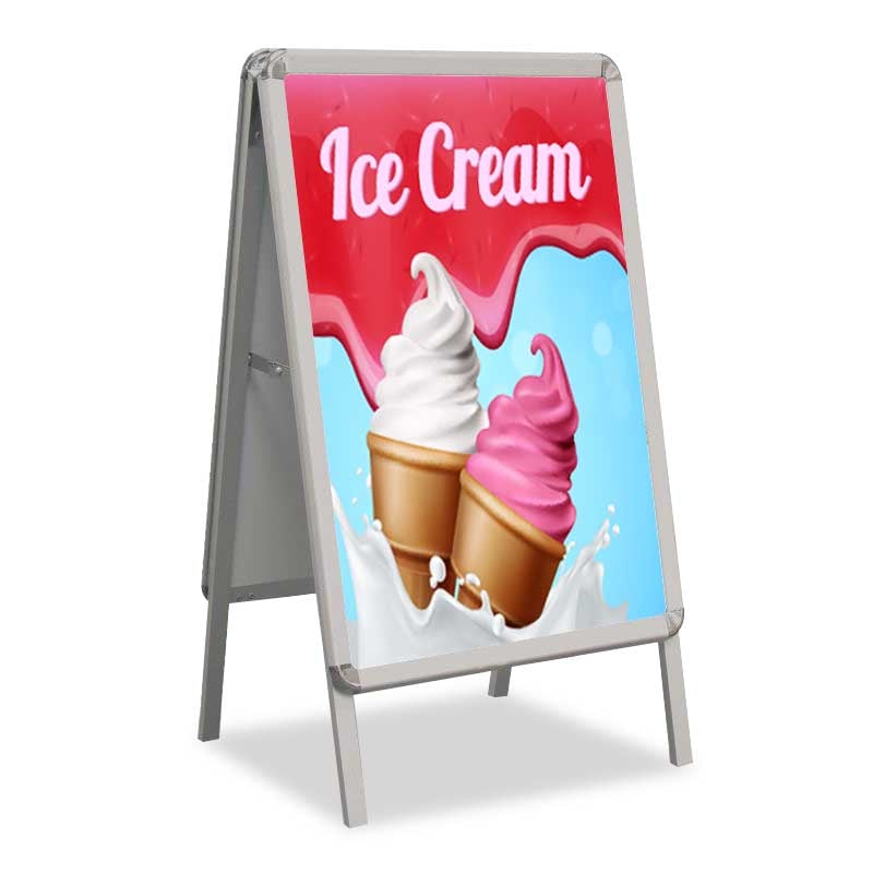 Ice Cream Print A Frame Sidewalk Sign in Multicolored