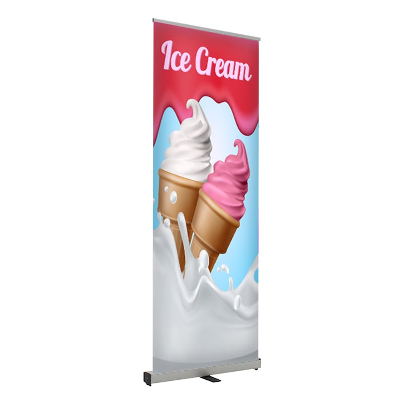 Ice Cream  Retractable Banner Stand 24 x 80 Inches Multicolor