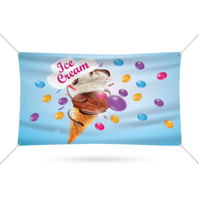 Ice Cream Print Vinyl Banner In Blue