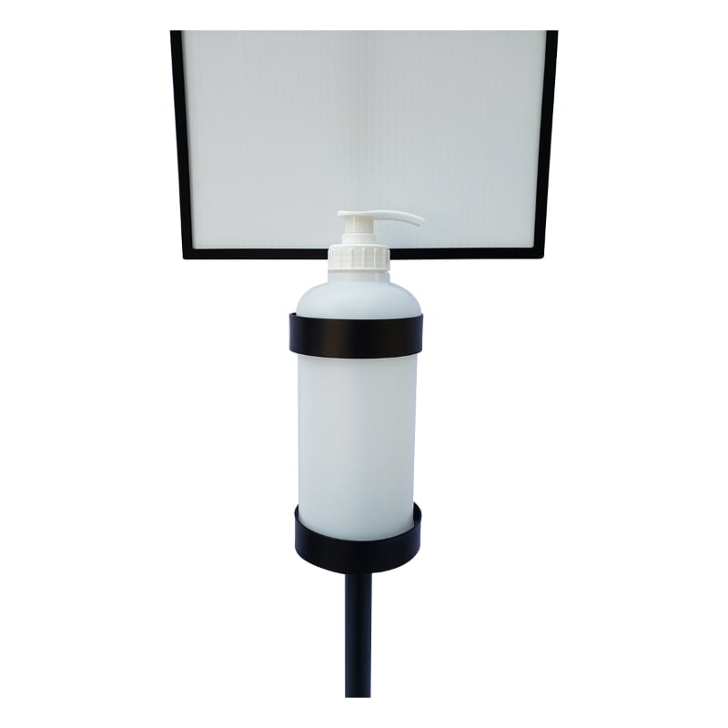 Metal Hand Sanitizer Poster Stand with 1 Liter Bottle Receptacle