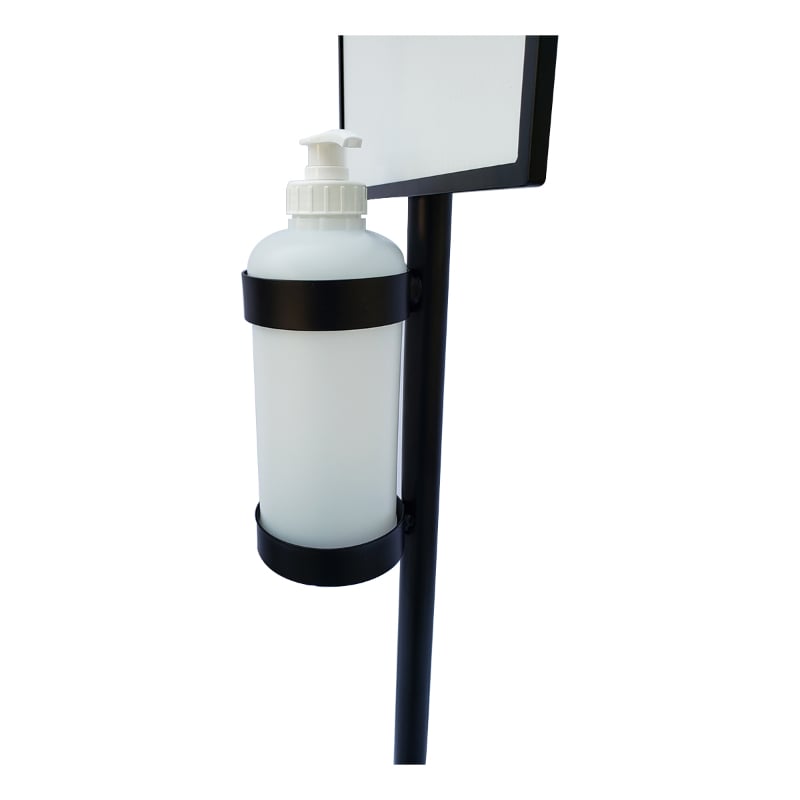 Metal Hand Sanitizer Poster Stand with 1 Liter Bottle Receptacle