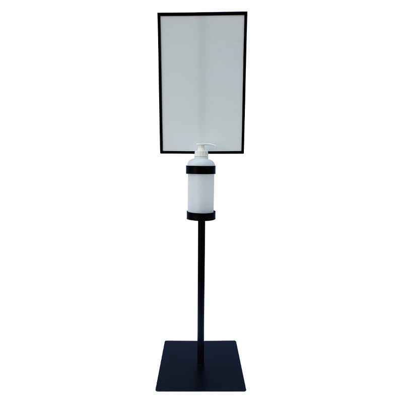Metal Hand Sanitizer Poster Stand with 1 Liter Bottle Receptacle