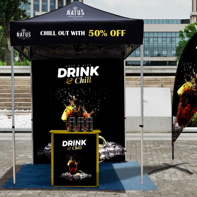 Custom Printed Pop Up Canopy Tent  5 x 5 Feet