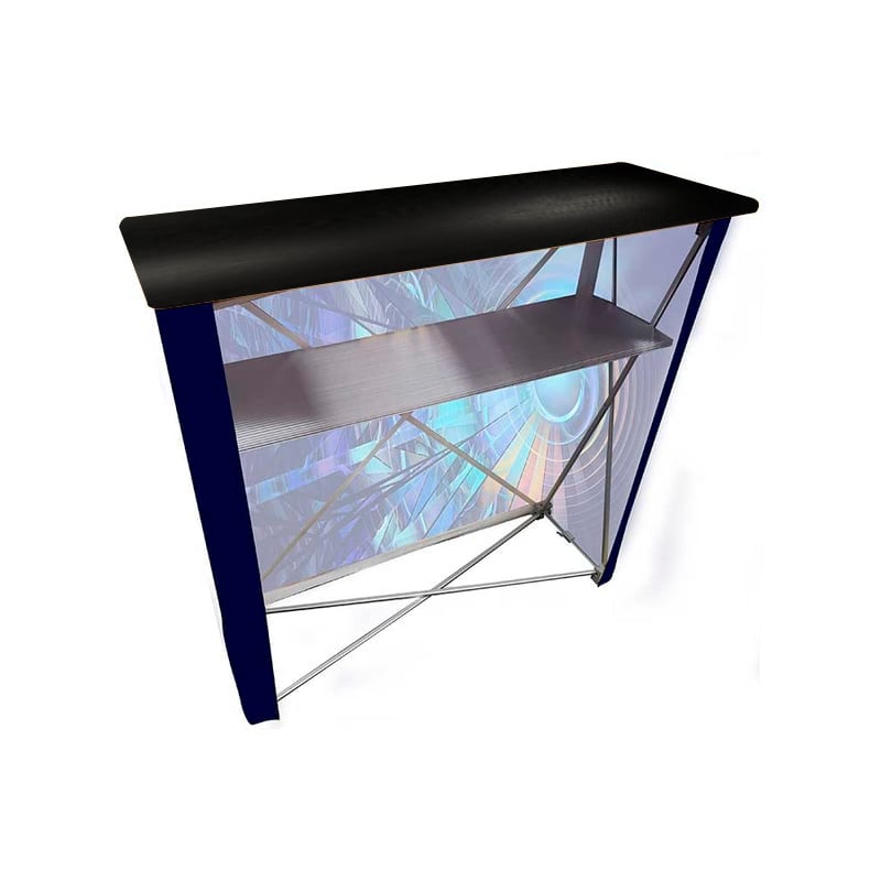 Portable Pop Up Counter Blackish Wood Grain Table Top-1