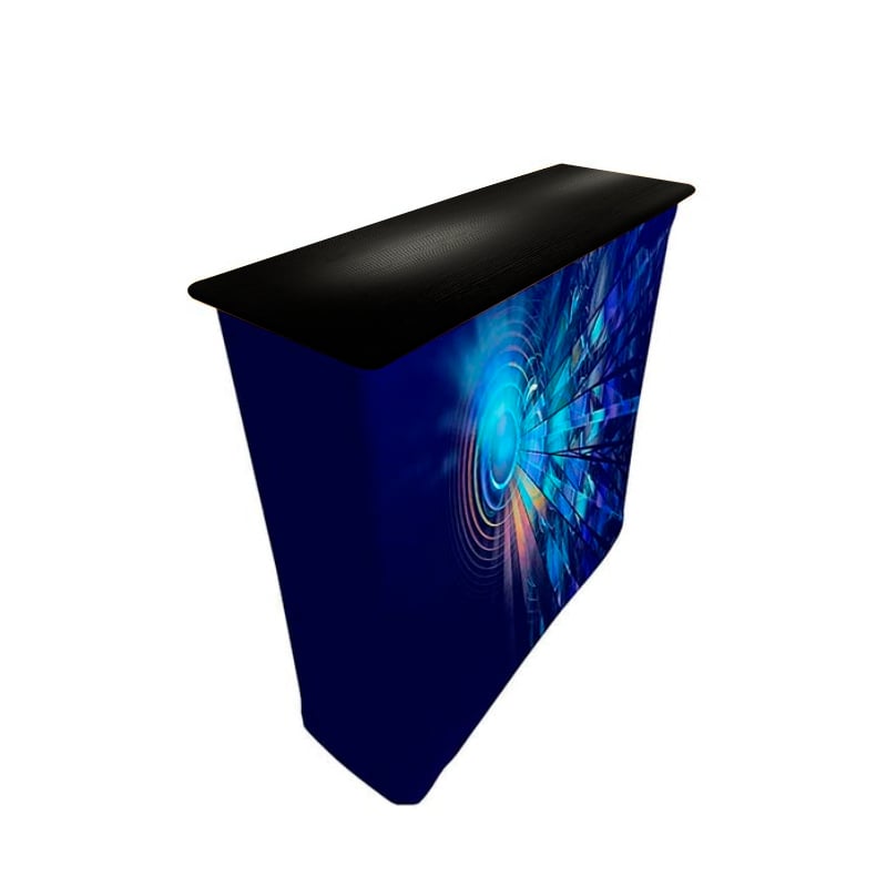 Portable Pop Up Counter Blacksish Wood Grain Table Top-3