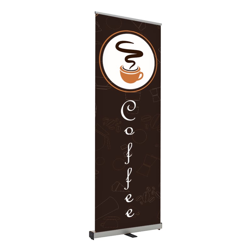 Coffee Print Roll Up Banner Stand 24 x 80 Inches