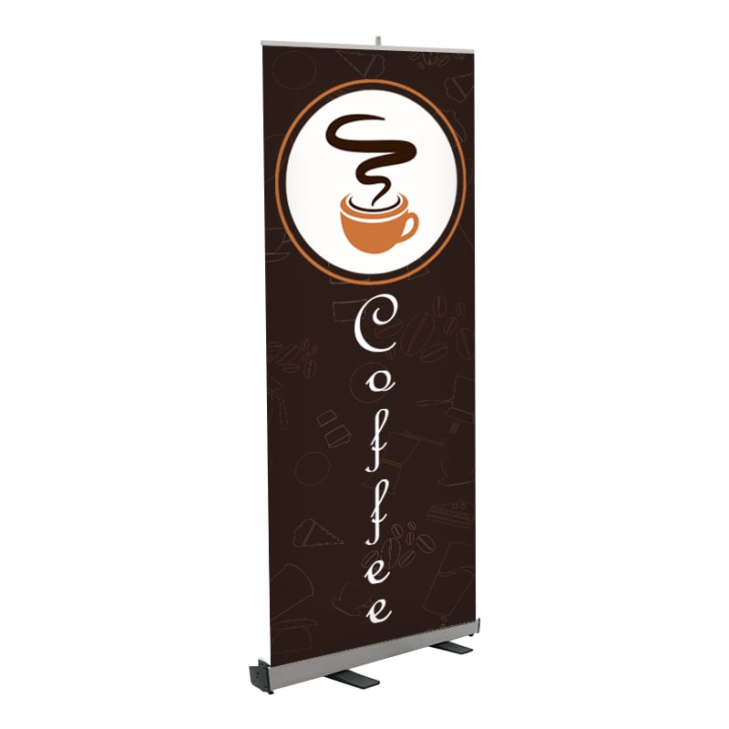 Coffee Print Roll Up Banner Stand 33 x 80 Inches