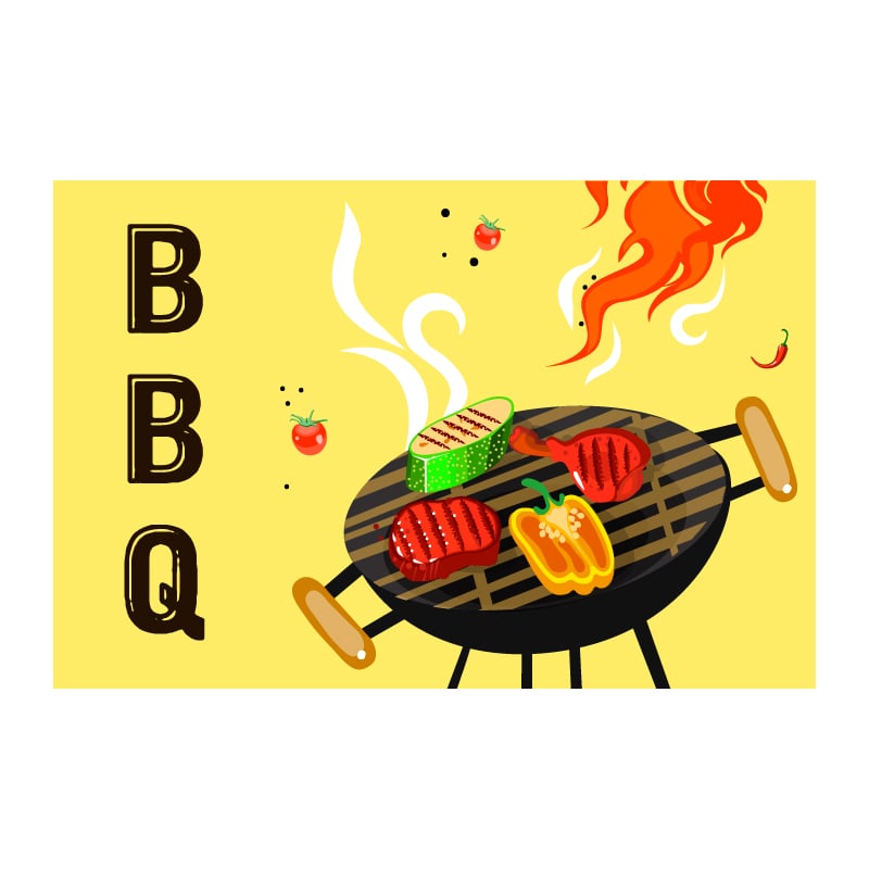 Yellow BBQ Print Wall Sticker