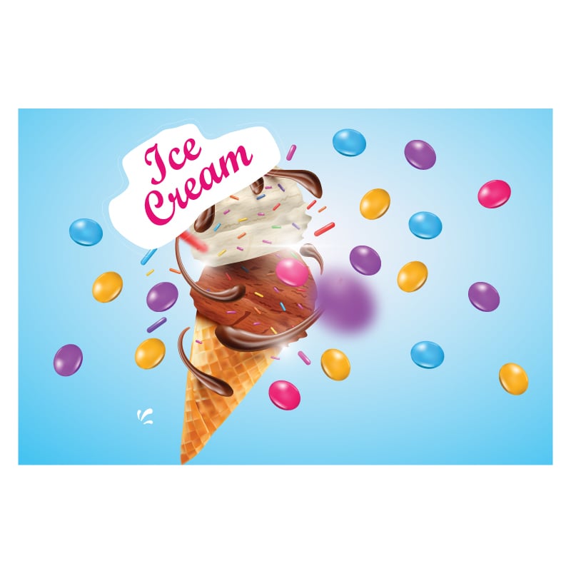 Ice Cream Print wall Mural in Blue