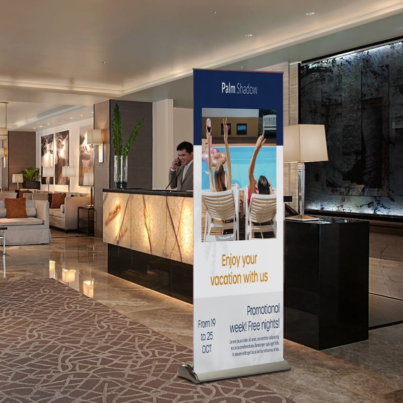 Retractable Banner custom printed for Palm Shadow from Above All Advertising at Hotel