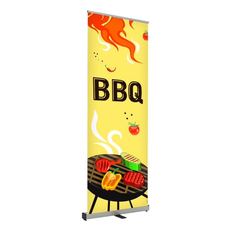 Yellow BBQ Print Retractable Banner 24 x 80