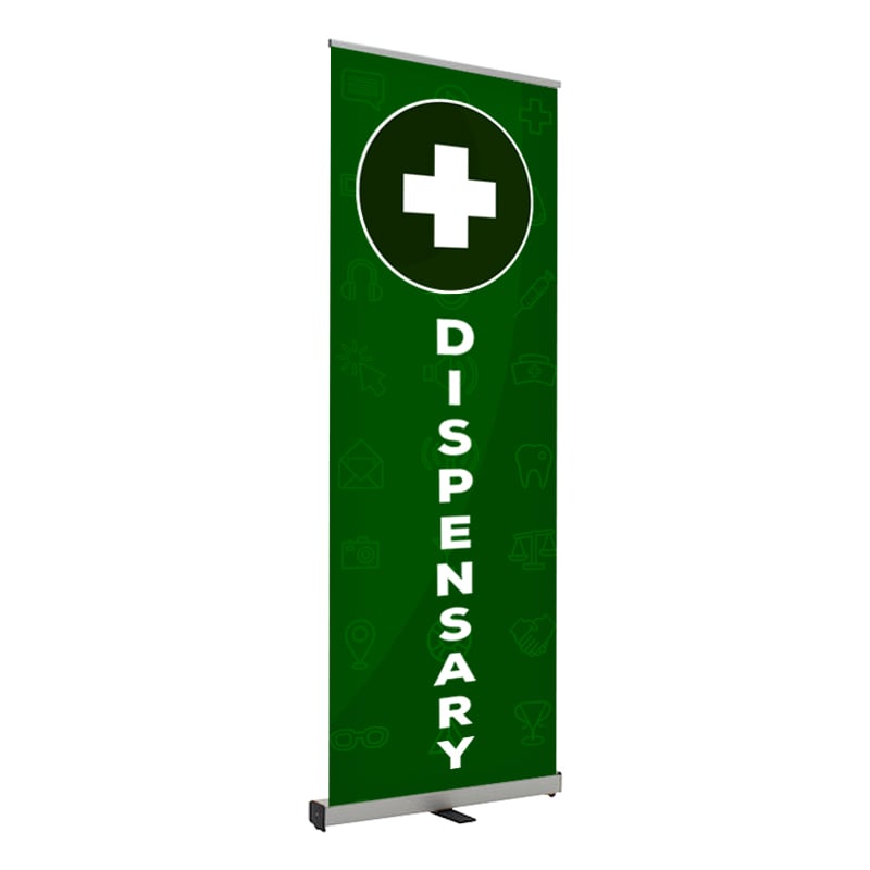 Dispensary Print Roll Up Banner Stand 24 x 80