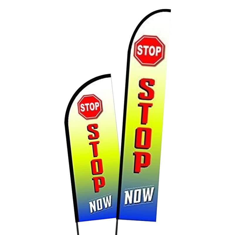 Stop Now Flying Feather Flag