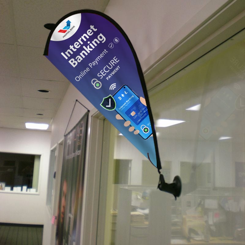 Suction Cup Teardrop Window Flag Upward