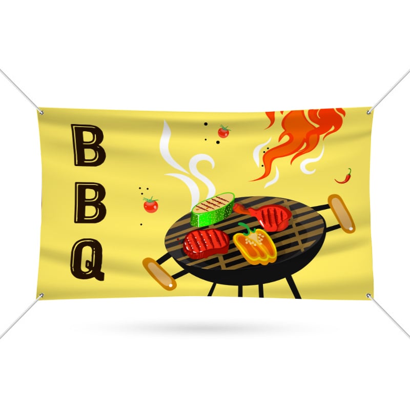 Yellow BBQ Print Vinyl Banner 