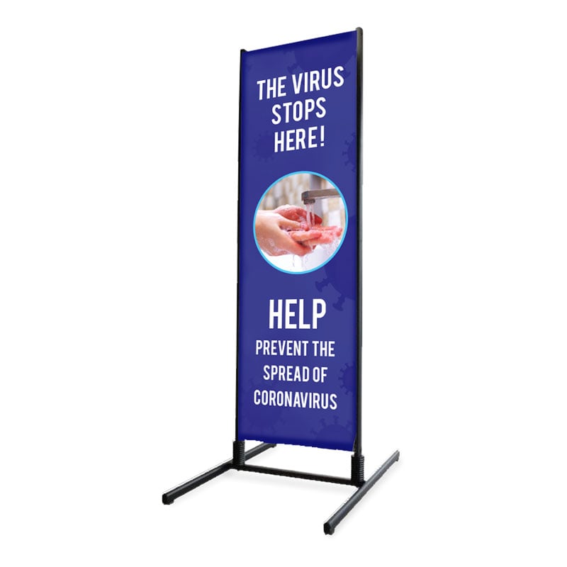 Tall Outdoor Sidewalk sign Virus Stops Here Print