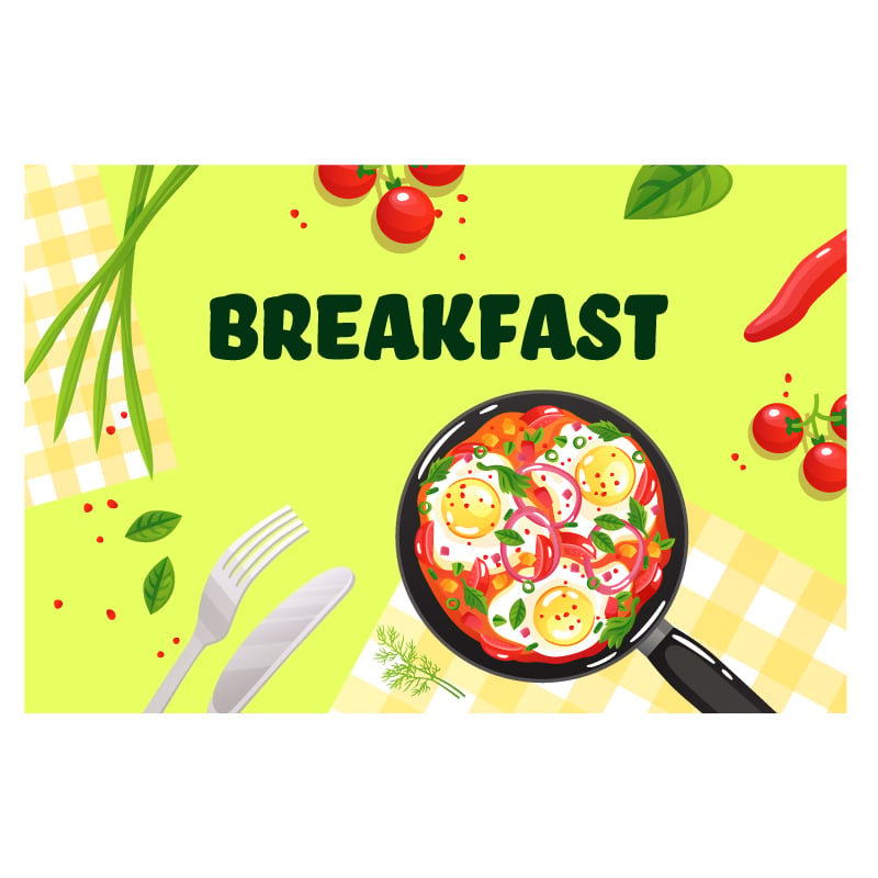 Breakfast Print Wall Mural Stickers