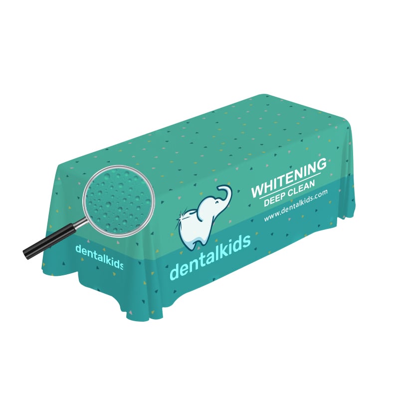 Water Resistant Tablecloth Custom Printed in Pastel Blue Right View