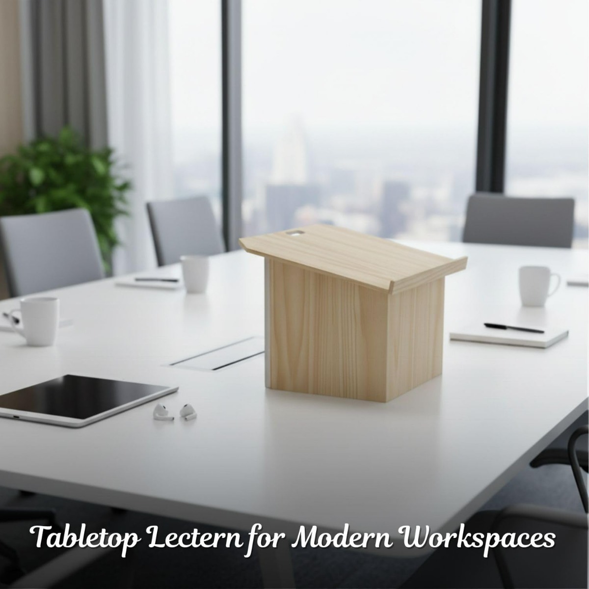 Foldable Wooden Lectern, Portable Podium Stand