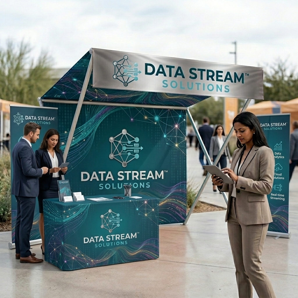 Z Canopy Tent - Data Stream Solution Print Outdoor Portable Canopy Tent Side View