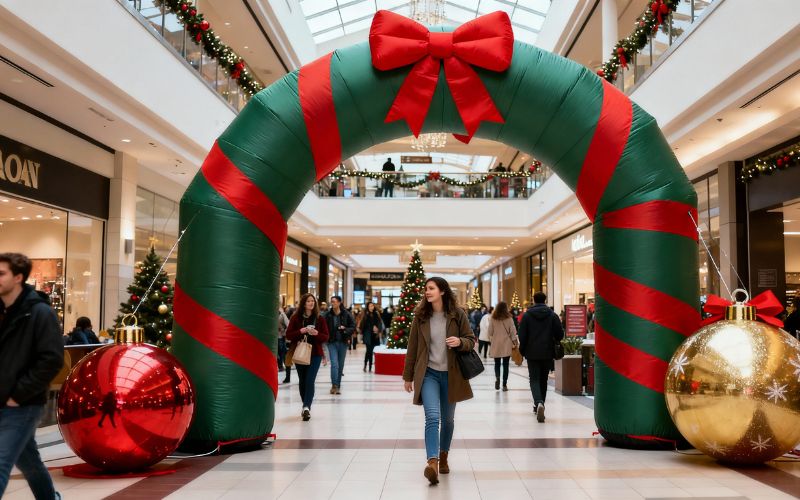 Custom inflatable archway for Christmas inside of mall decoration