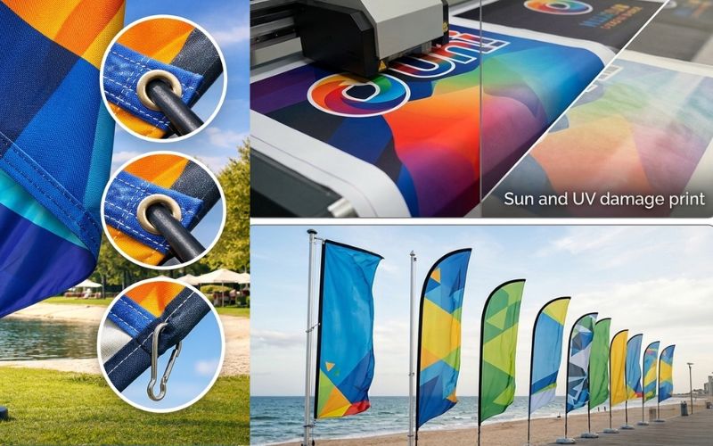 Durable UV-resistant custom flag printing with reinforced stitching for long-lasting outdoor use