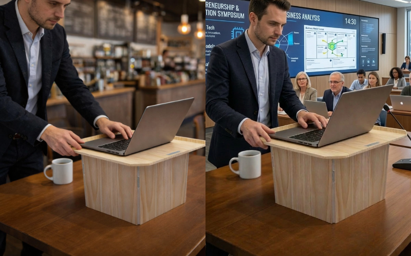 Go-Anywhere Folding Lectern quick tool-free setup – portable presentation stand for conferences and events